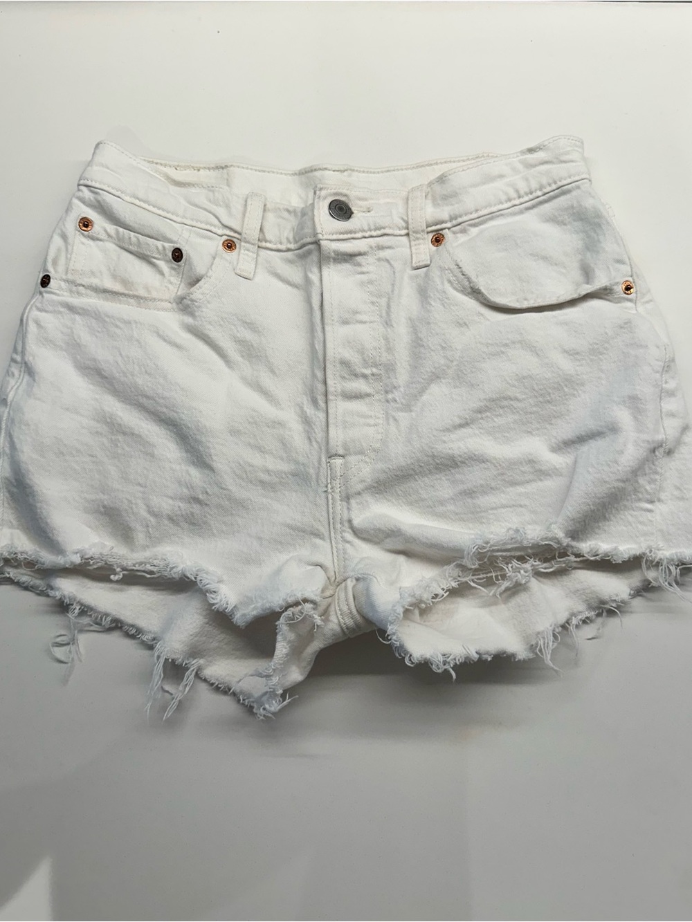 Levi’s White High-Rise Denim Shorts